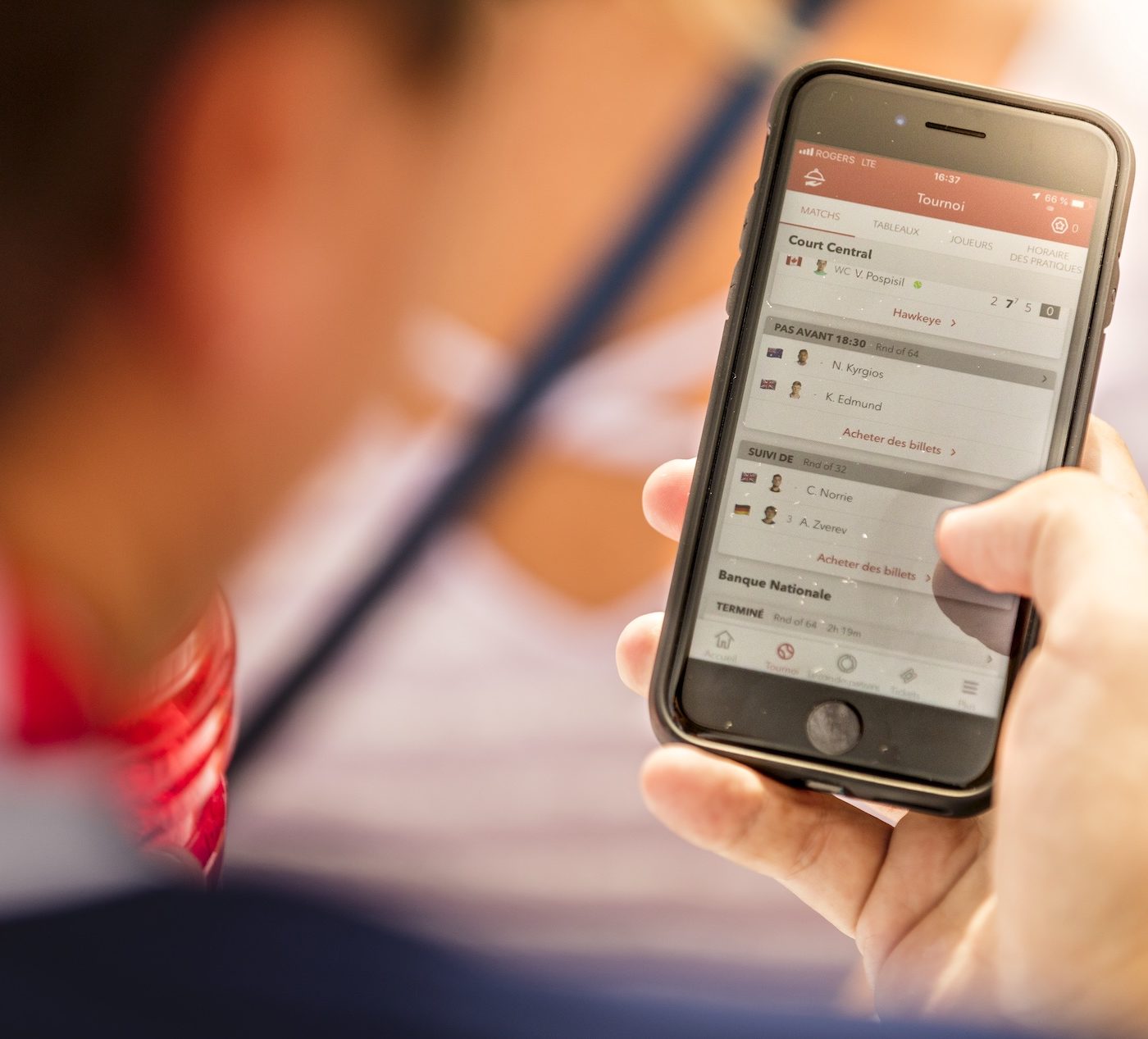 rogers cup app shown on phone screen