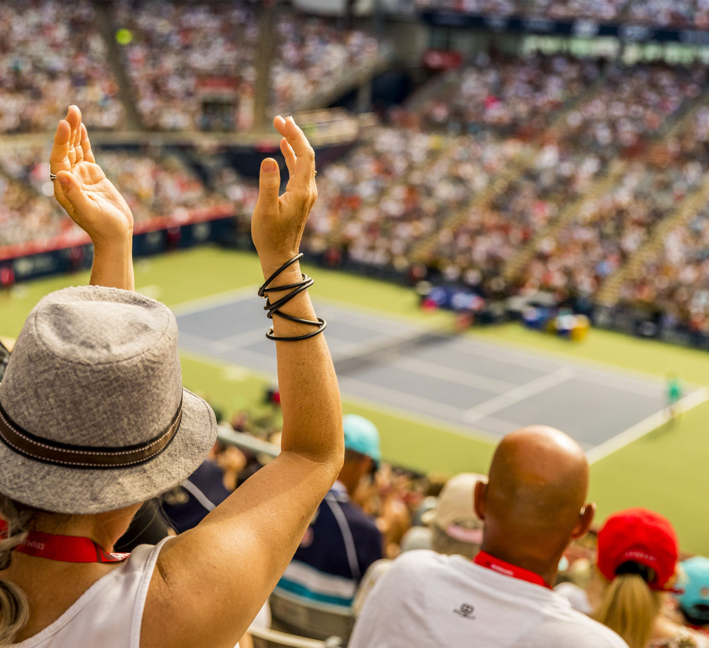 view of crowd and court