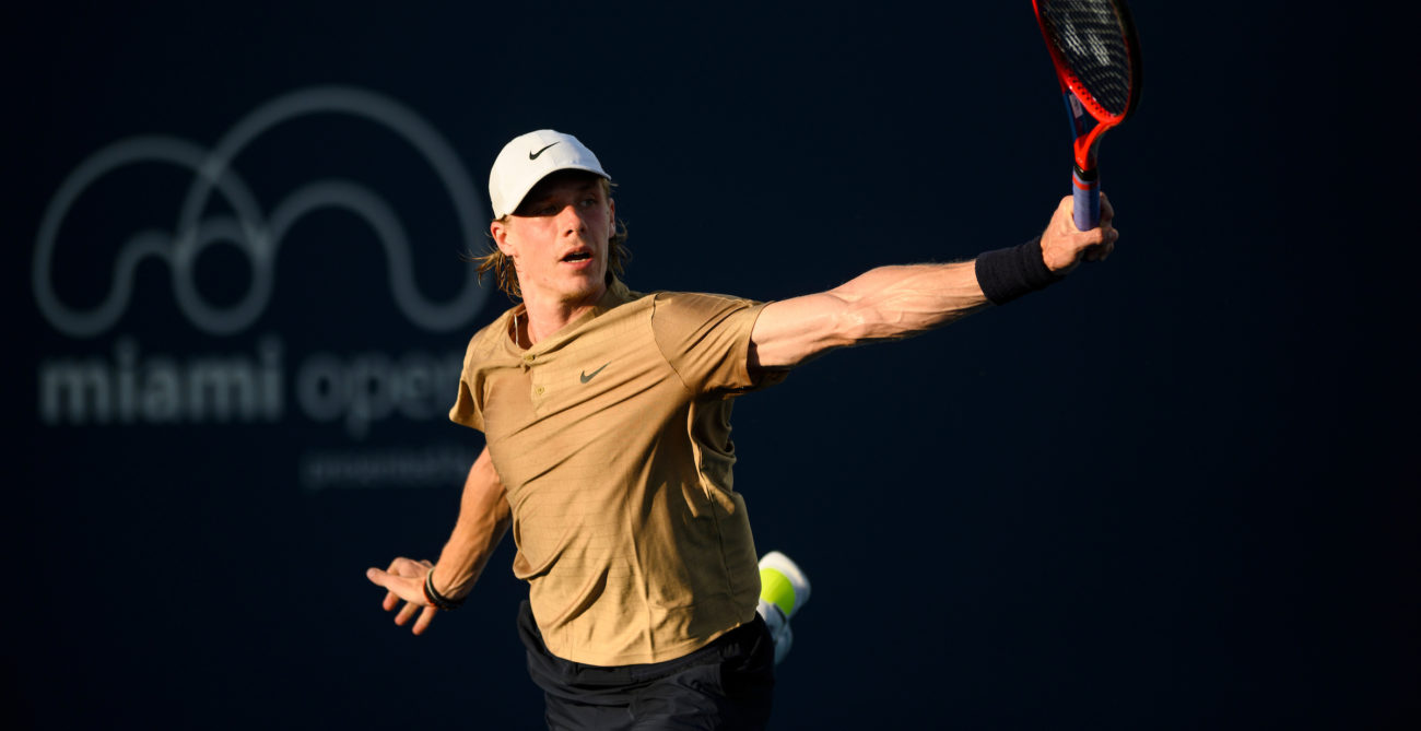shapovalov hits a backhand in miami