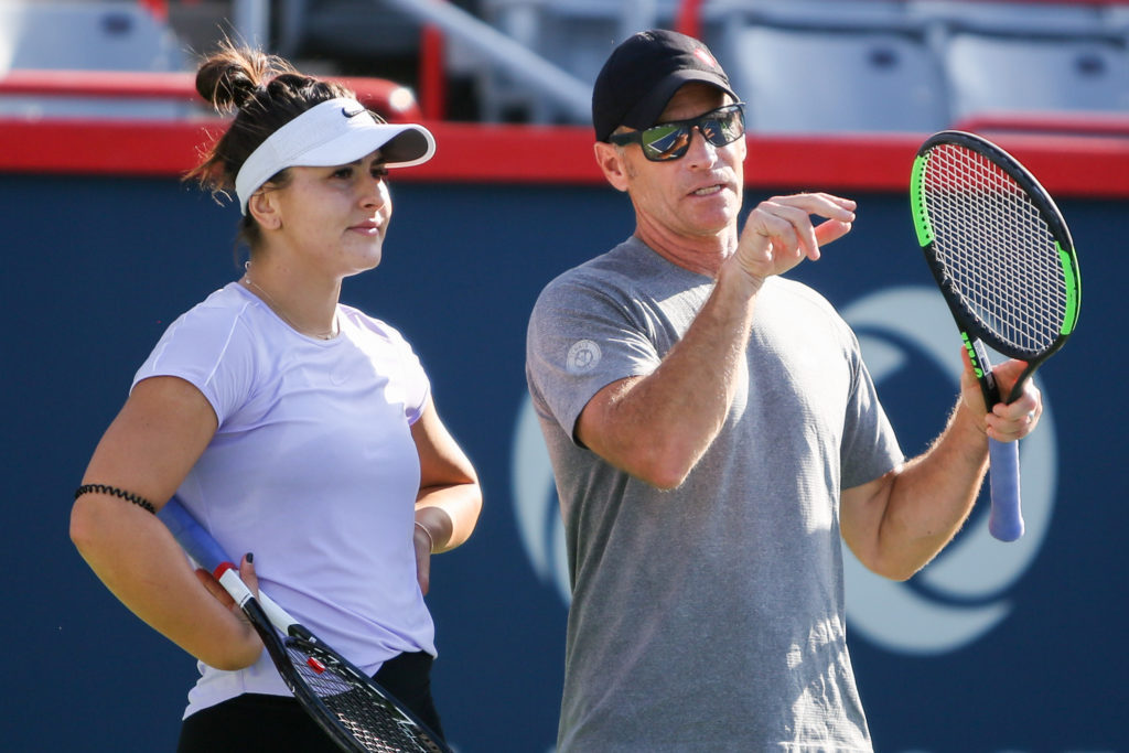 Bianca working hard on the practice court