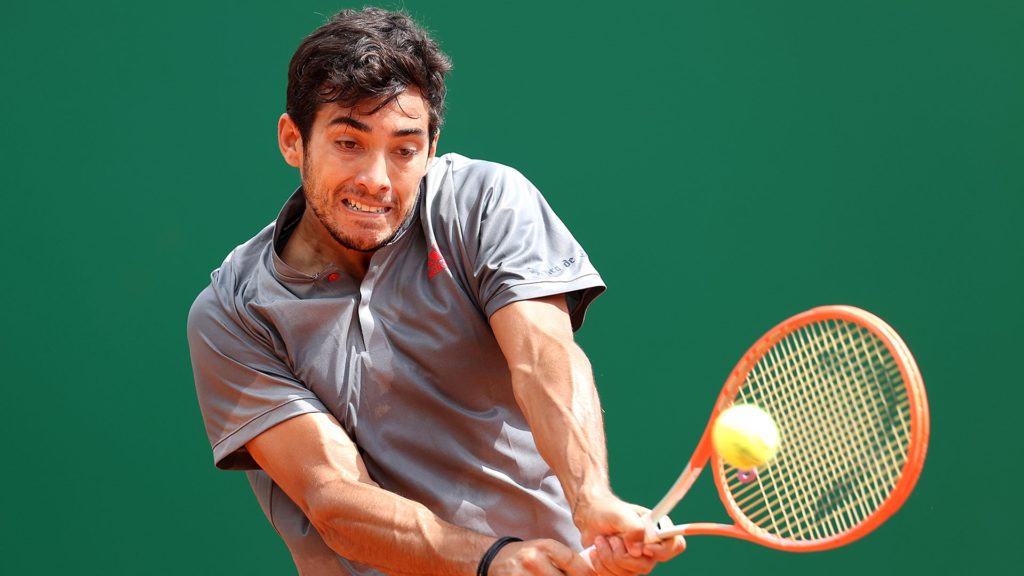 Christian Garin from Chile hits a backhand