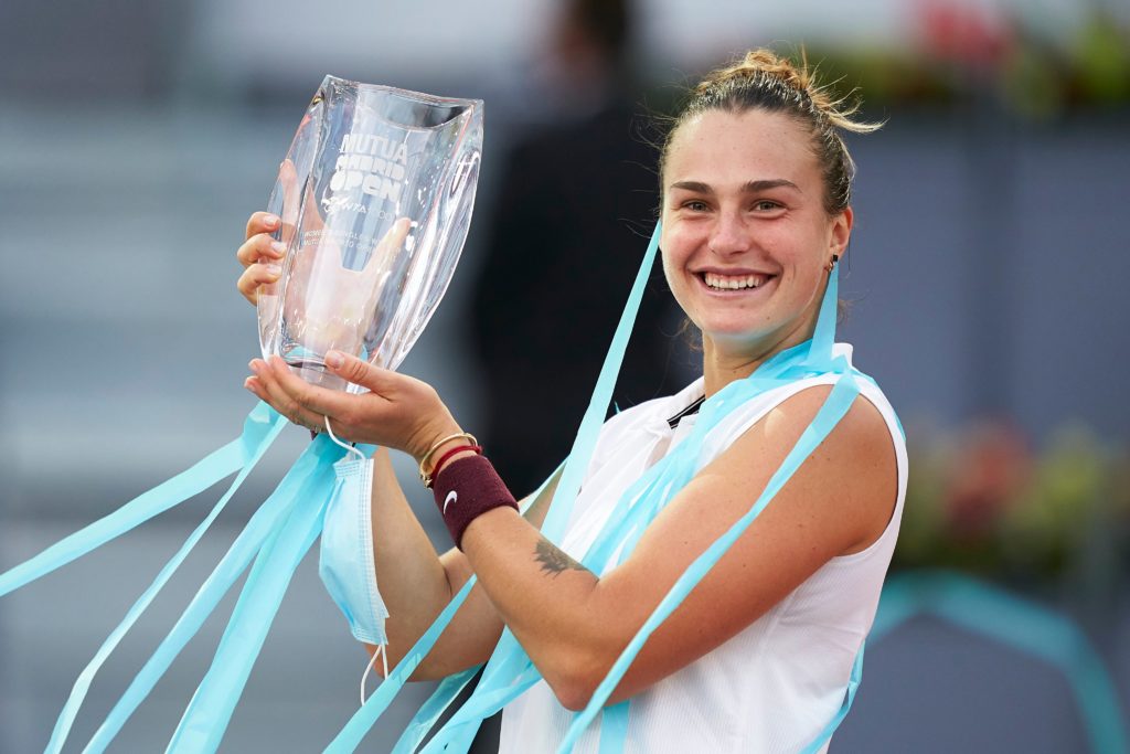 Sabalenka holds madrid trophy
