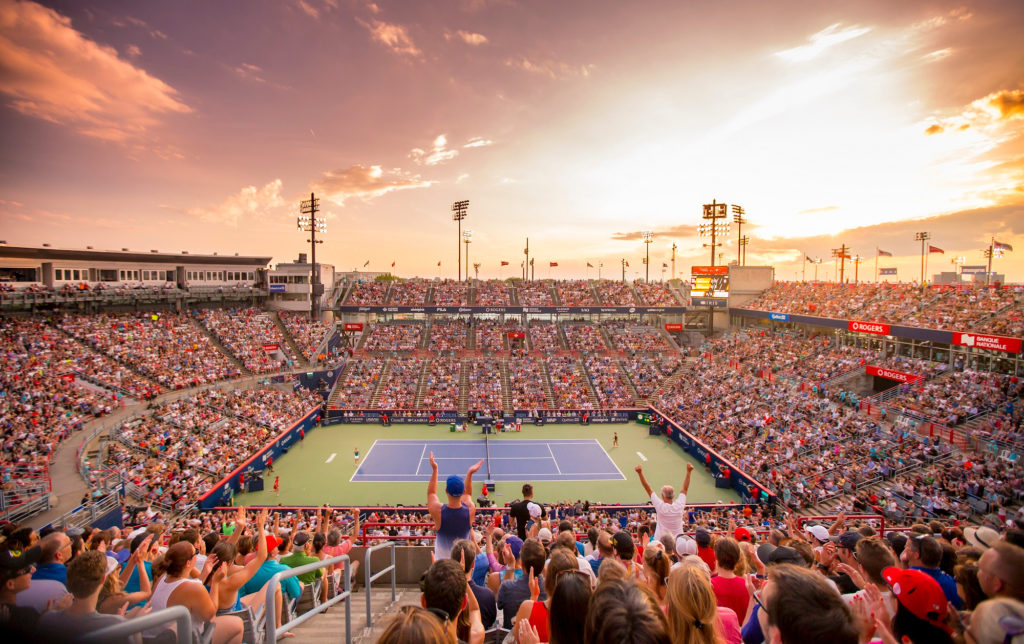 Full IGA Stadium in Montreal at the sunset
