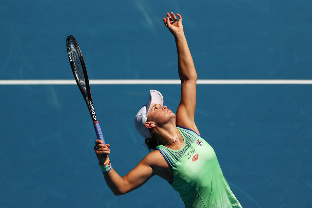 Ashleigh Barty serving