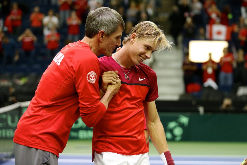 Martin Laurendeau and Denis Shapovalov after a Davis Cup match