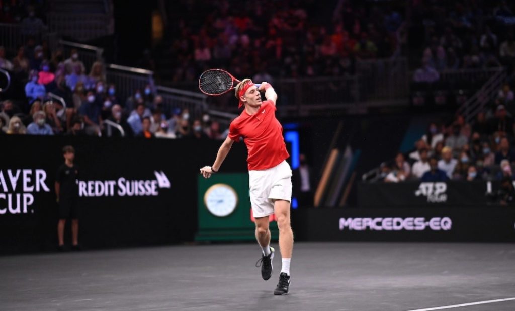 Denis Shapovalov hits a backhand