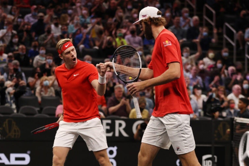 Denis Shapovalov and Reilly Opelka fist pump