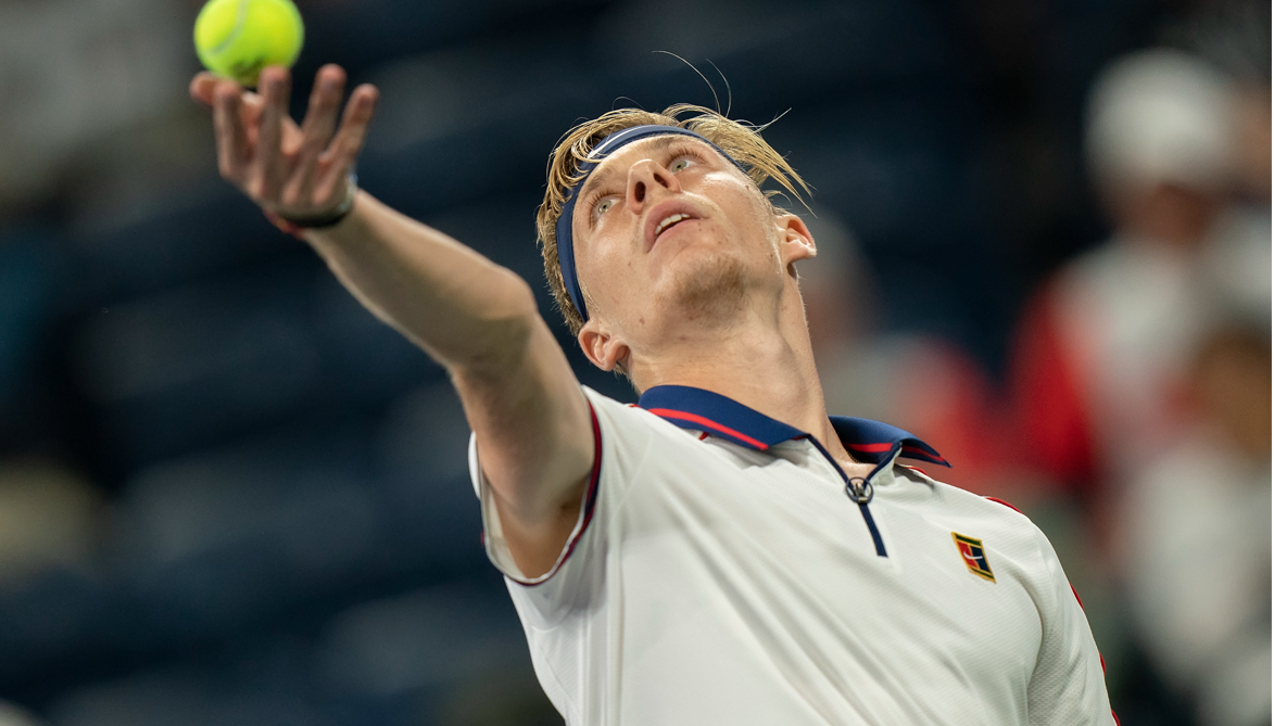 shapovalov prepares for serve at us open