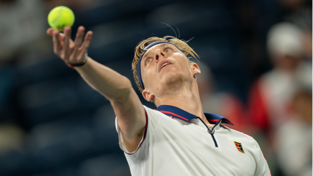 shapovalov prepares for serve at us open