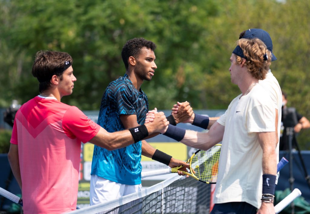 Alexis Galarneau and Félix Auger-Aliassime at the 2021 National Bank Open. Photo: Gyles Dias/Tennis Canada