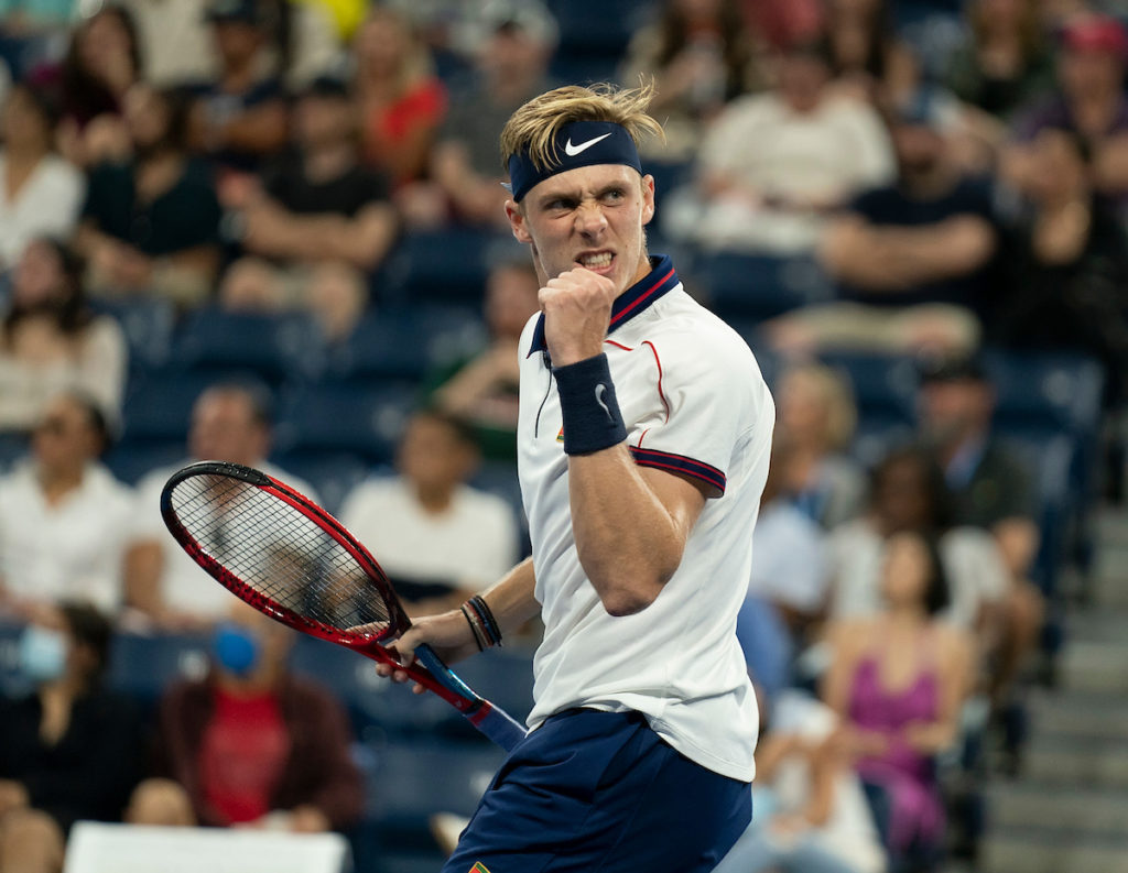 Denis Shapovalov pumps his fist.