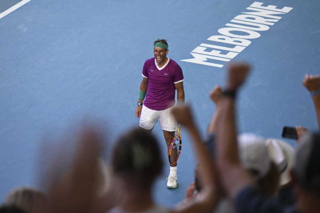 rafael nadal celebrating after match