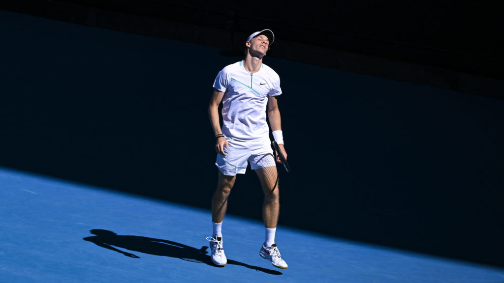 denis shapovalov looks to the sky at australian open 2022