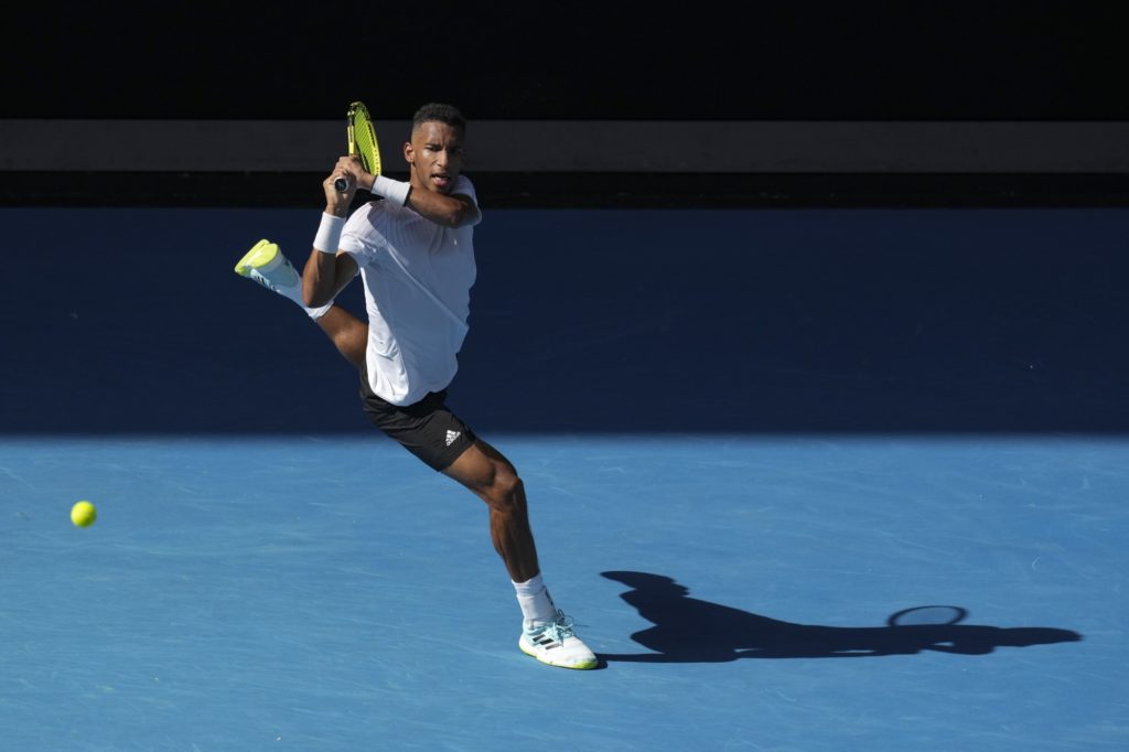 Felix Auger-Aliassime practicing in Melbourne