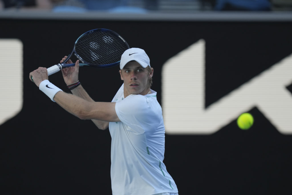 denis shapovalov prepares backhand australian open 2022