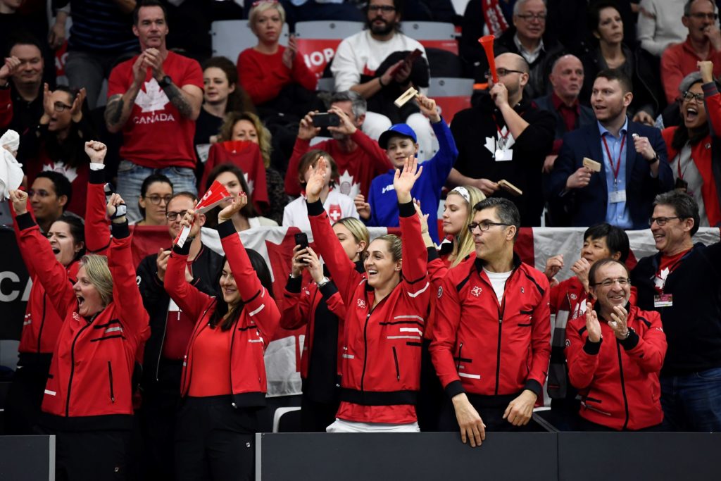 fans and team canada cheering at 2019 bjk cup