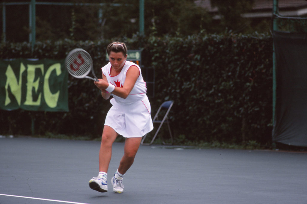 Helen Kelesi hits a backhand.