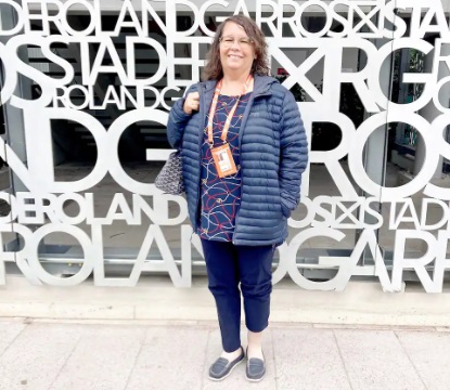 Marie Auger poses for a photo at Roland Garros