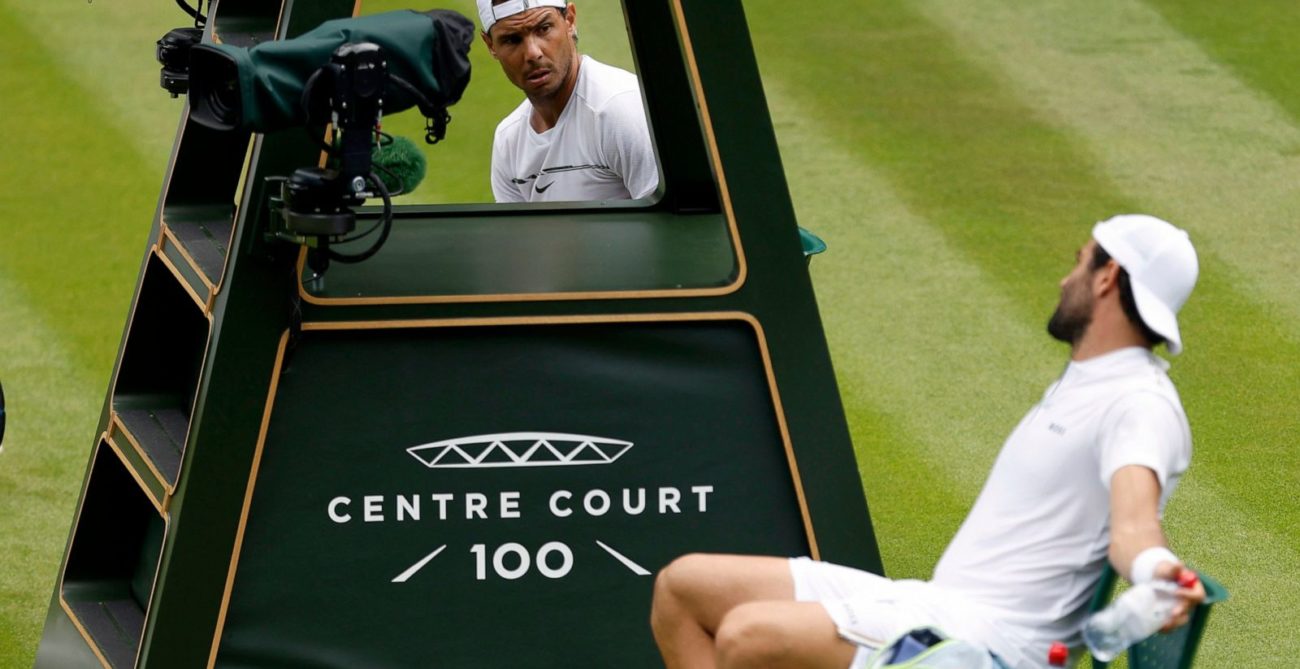 Berrettini and Nadal practice on Centre Court