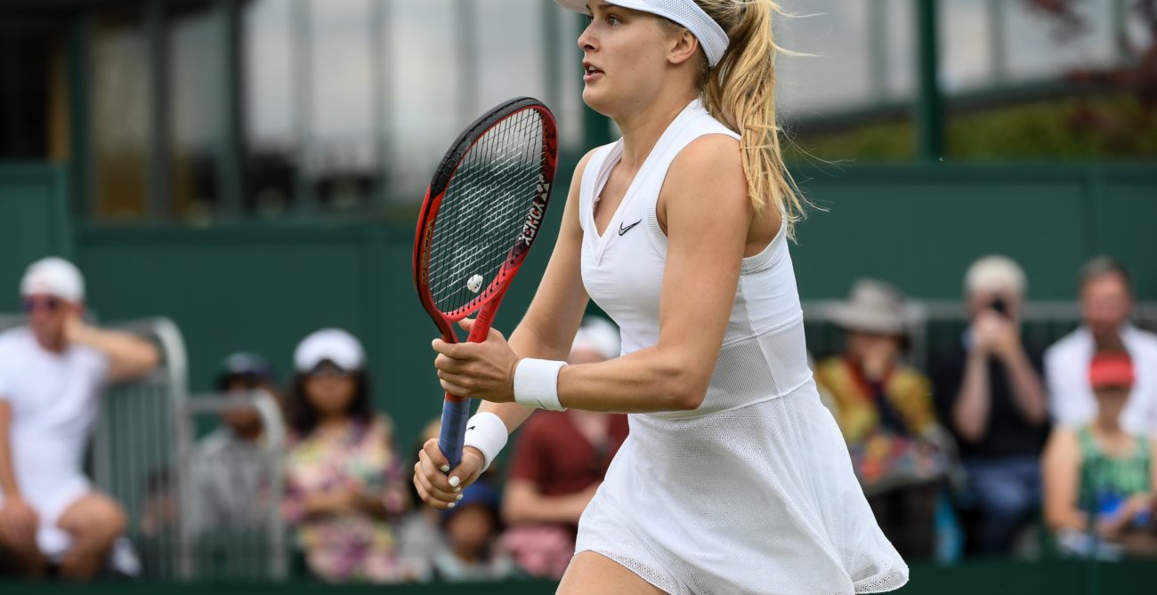 Genie Bouchard playing match at Wimbledon
