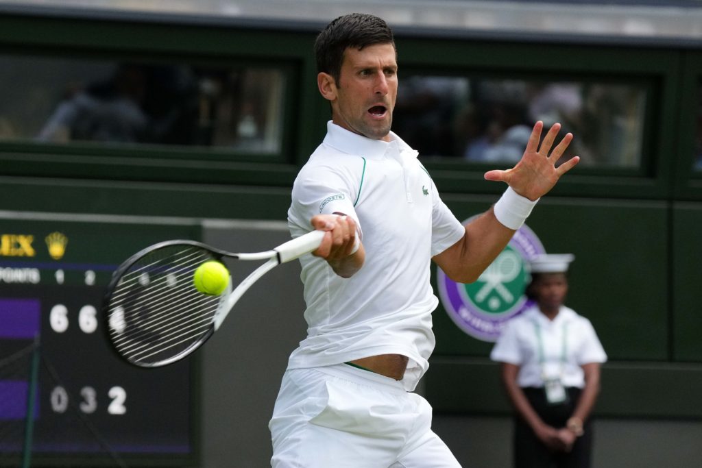 Djokovic hitting forehand