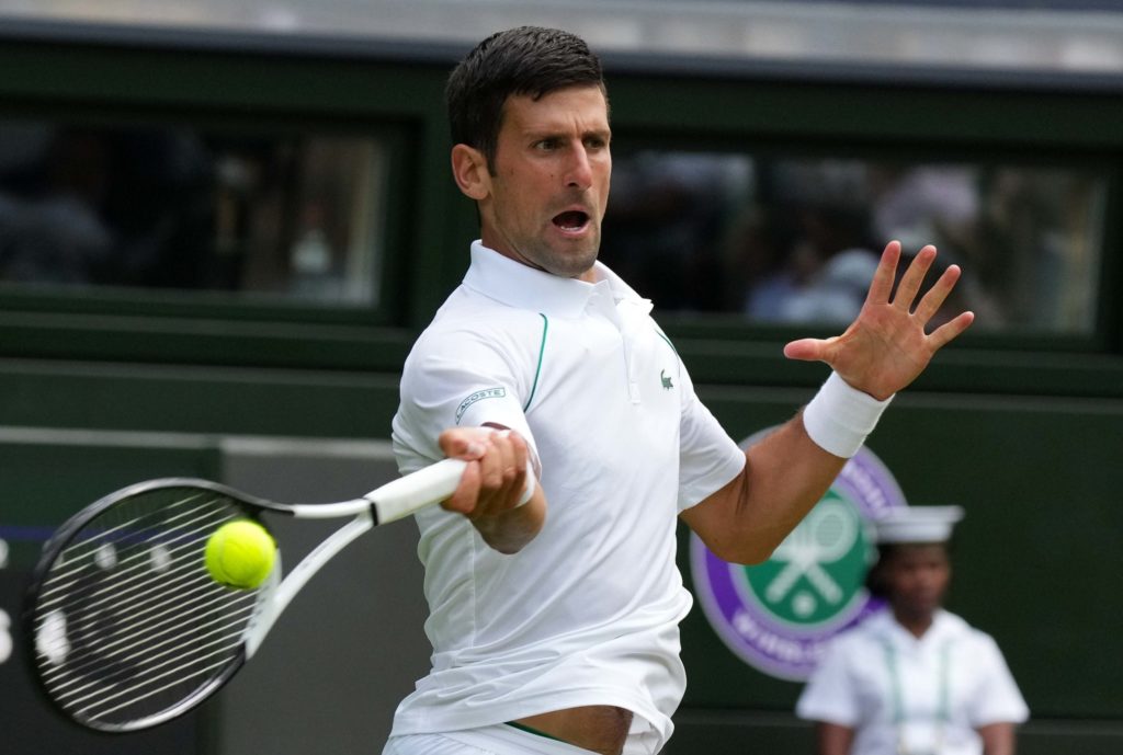 Djokovic hitting forehand