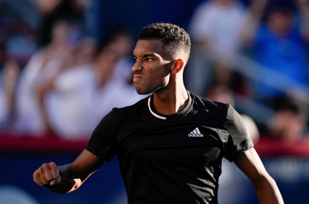 Felix Auger-Aliassime pumps his fist