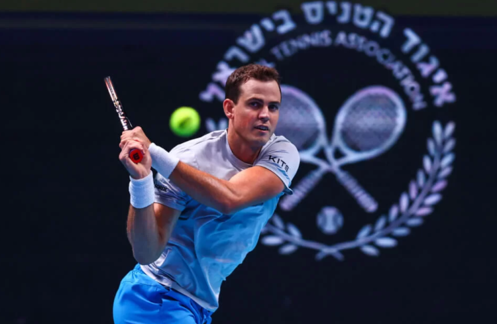 Vasek Pospisil follows through on a backhand