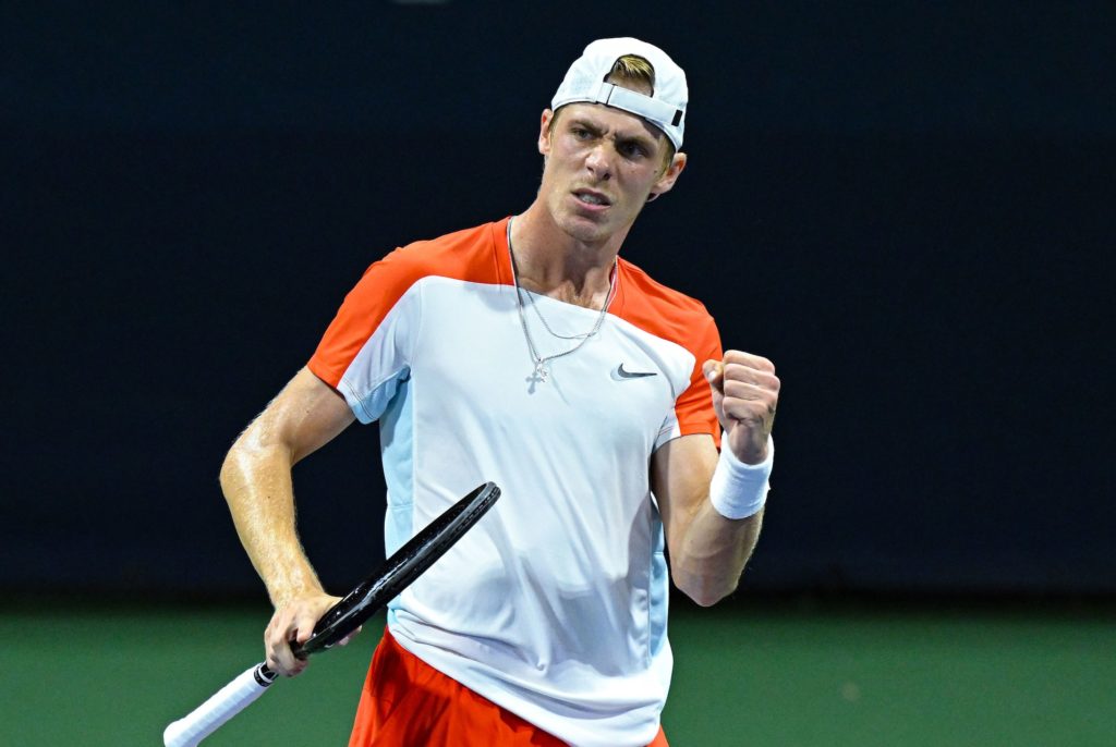 Denis Shapovalov pumps his fist.