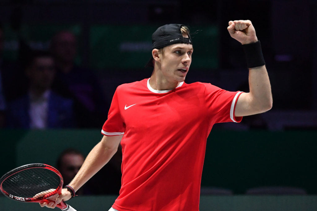 Denis Shapovalov pumps his fist.
