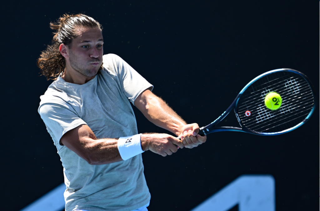 Alexis Galarneau hits a backhand.