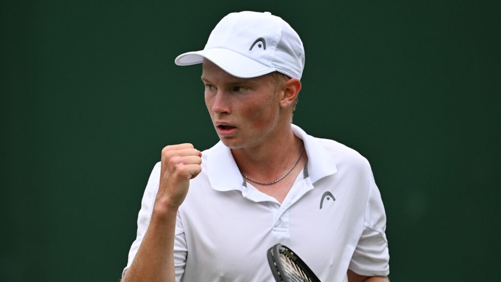 Keegan Rice pumps his fist.