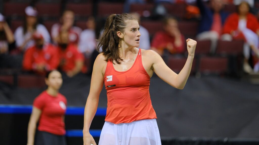 Rebecca marino fist pump vancouver 2022