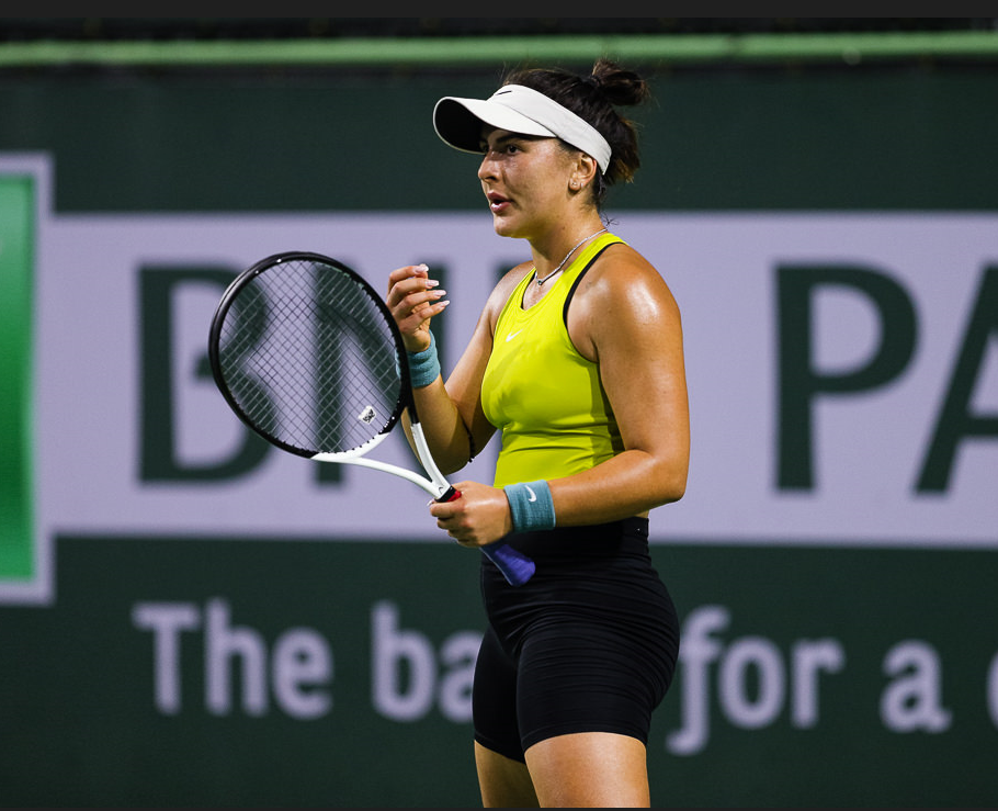 Bianca Andreescu stands on the court.