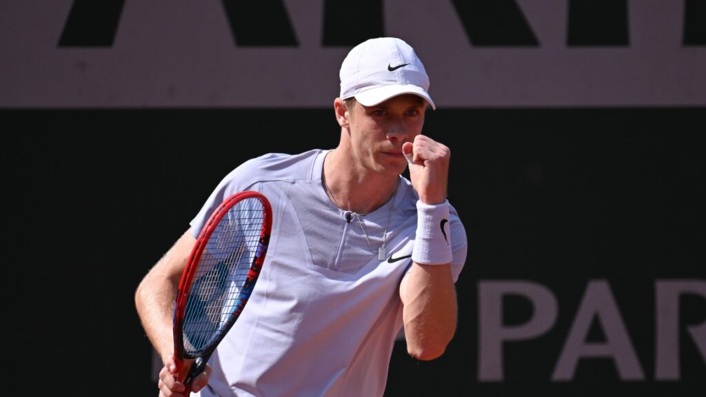 Denis Shapovalov pumps his fist.