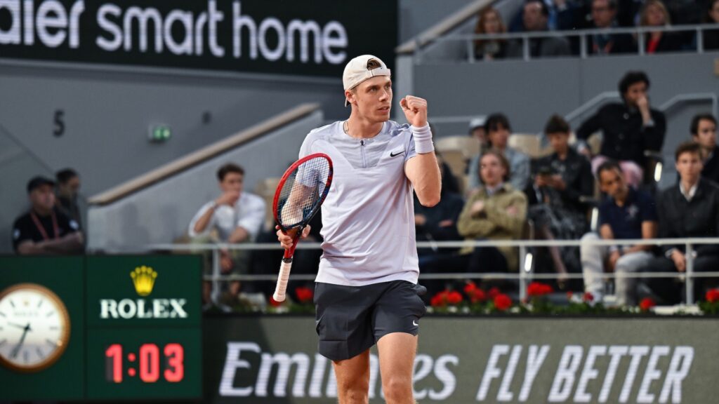 Denis Shapovalov pumps his fist.