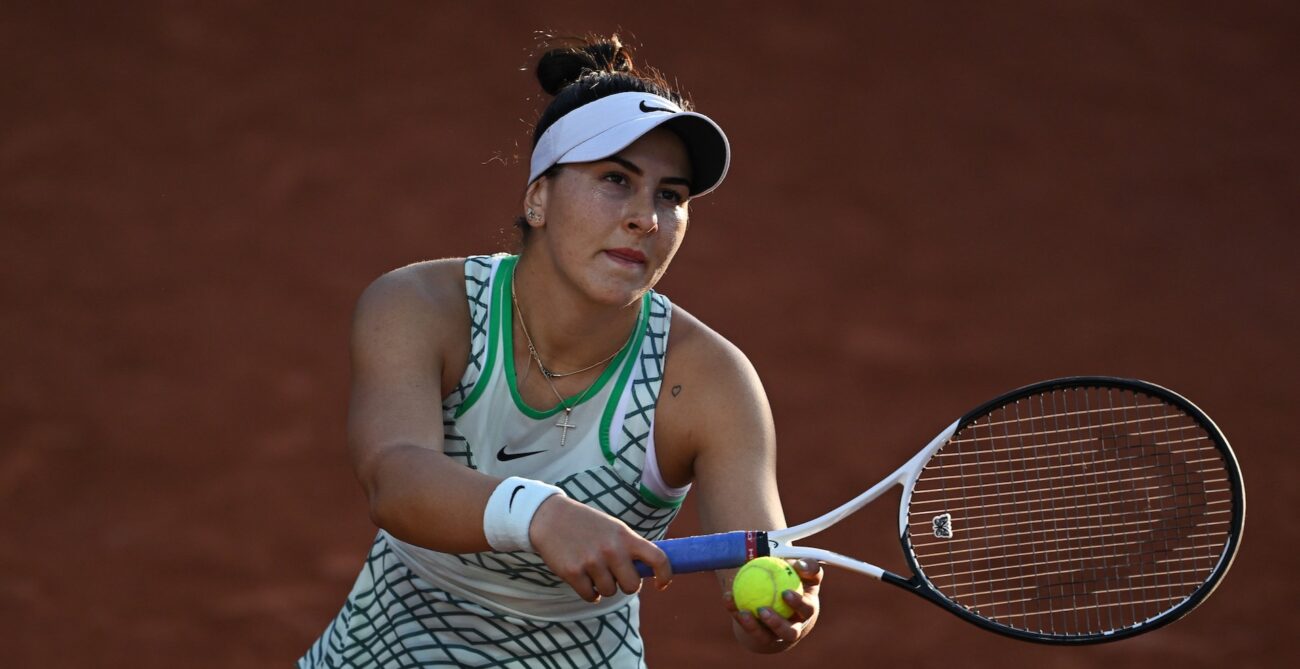 Bianca Andreescu prepares to serve.