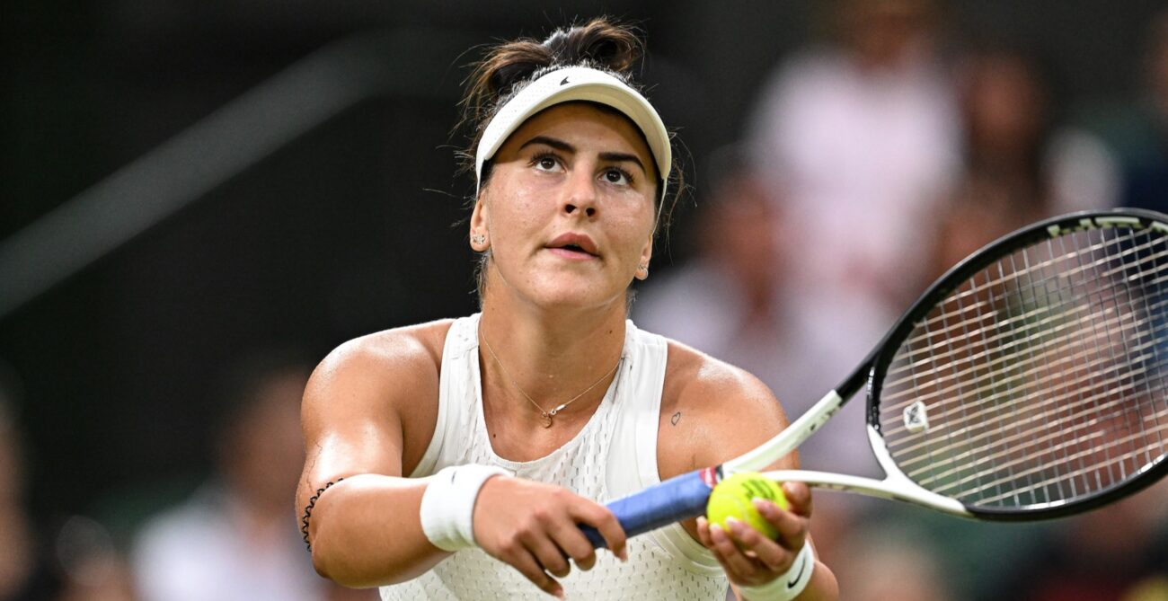 Bianca Andreescu prepares to serve.