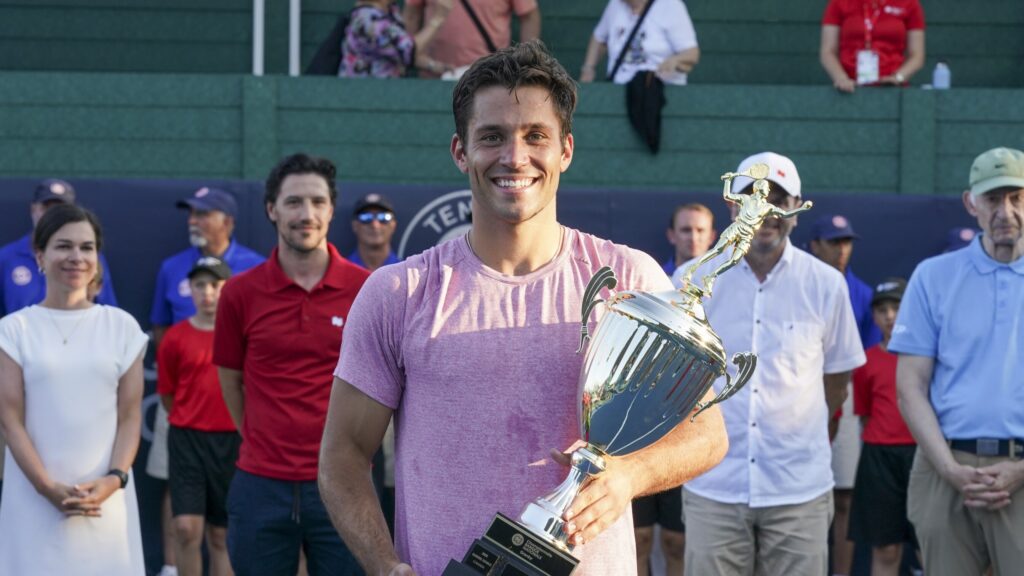 Alexis Galarneau holds the Granby trophy.