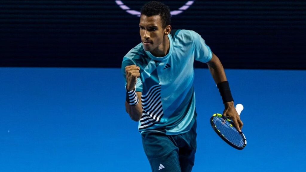 Felix Auger-Aliassime celebrates win