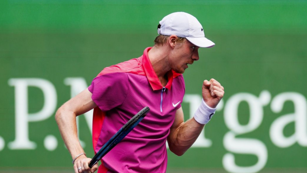 Denis Shapovalov pumps his fist in Shanghai.