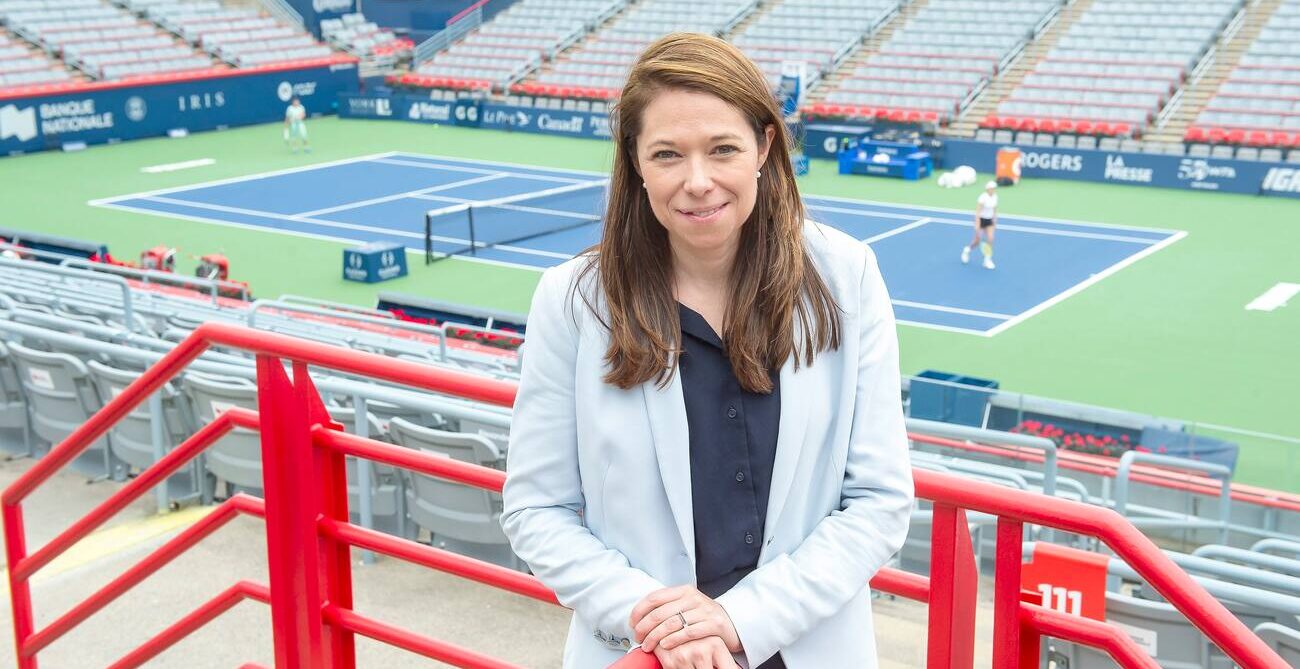 Valeria Tetreault stands in front of Centre Court at IGA Stadium