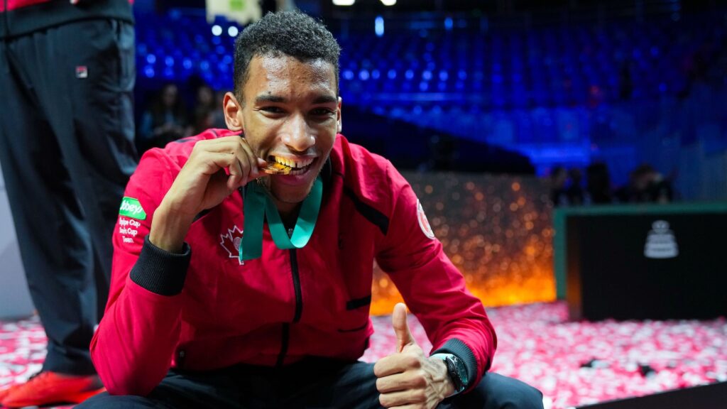 Felix Auger-Aliassime celebrates DC victory