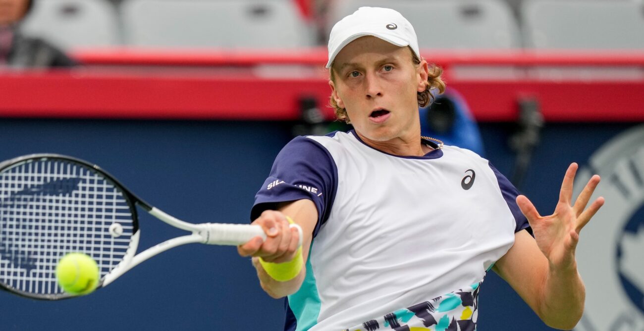 Emil Ruusuvuori of Finland hits a forehand.