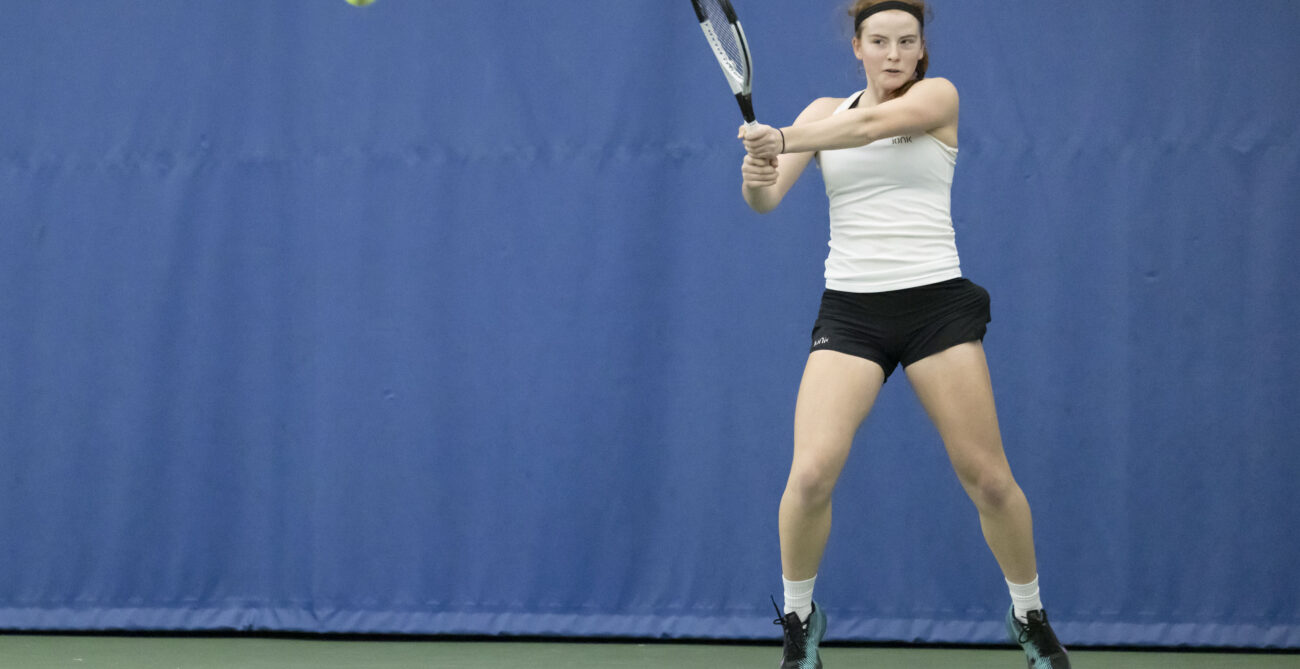 Clemence Mercier hits a backhand at U16 Junior Nationals