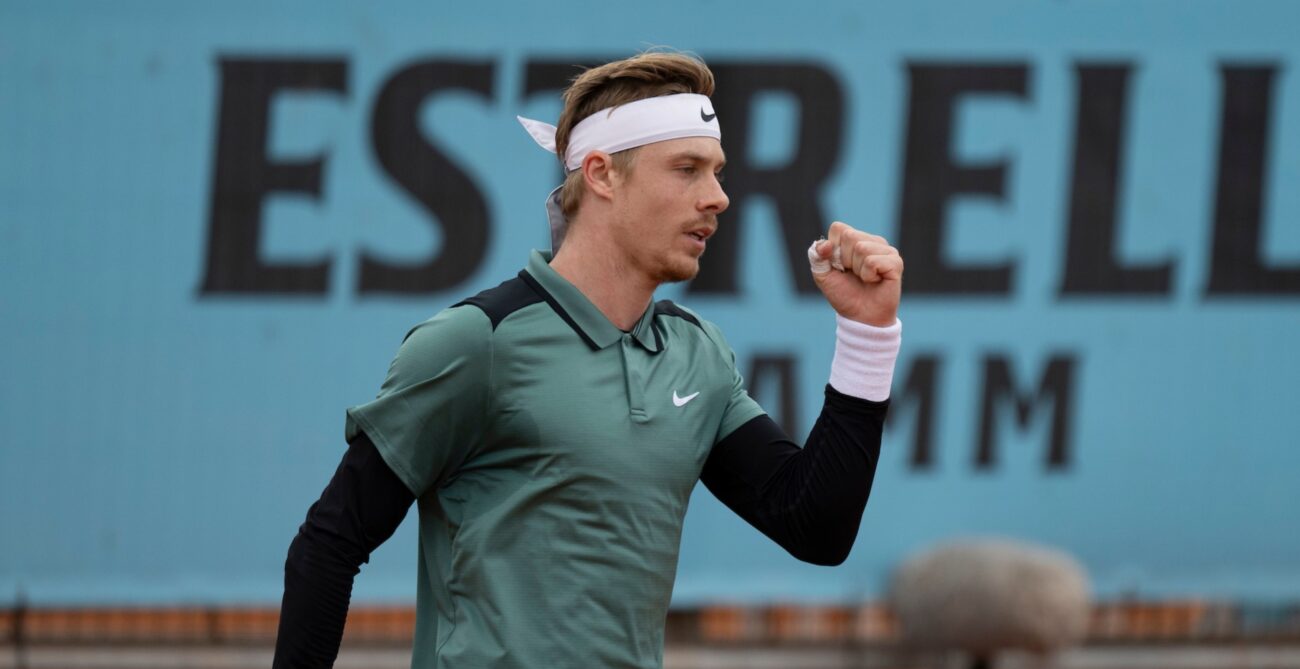 Denis Shapovalov pumps his fist. He and Leylah Fernandez are playing warm-up events ahead of Paris.