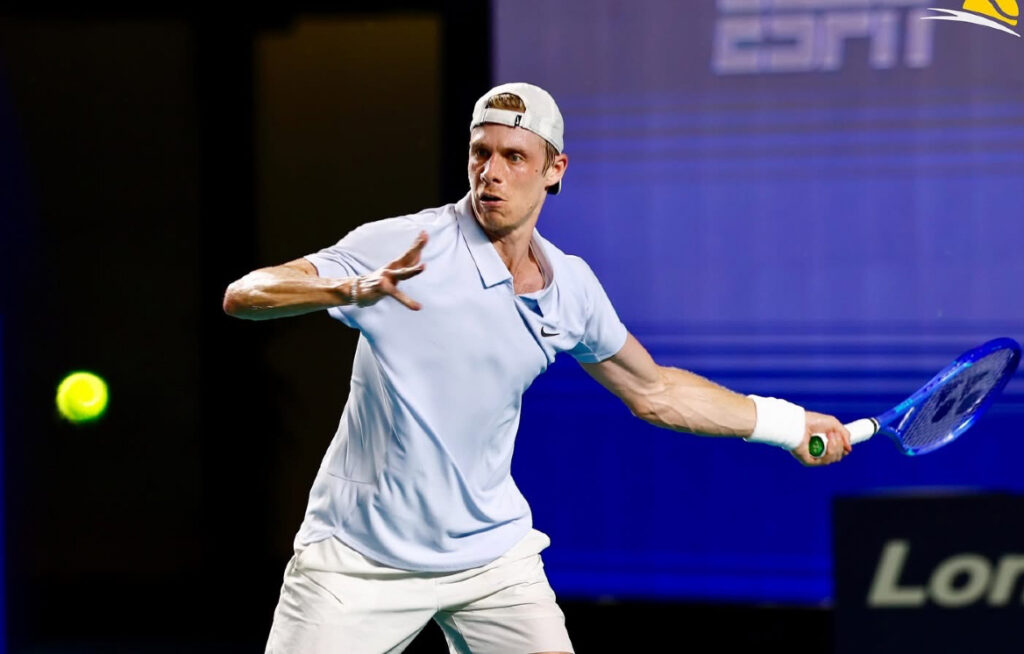Denis Shapovalov winds up to hit a forehand in Acapulco. He lost to Alejandro Davidovich Fokina on Friday.