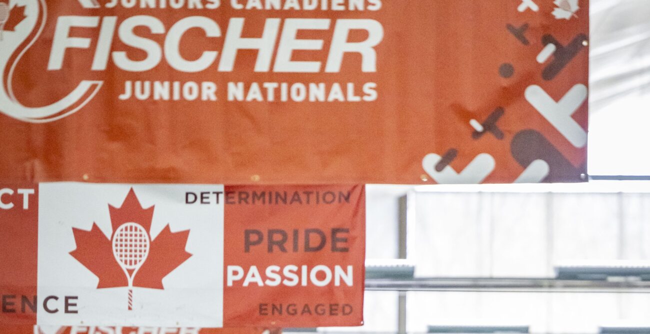 Banners for the Fischer Indoor Junior Nationals hand from the roof. The U16 and U12s are underway this week.