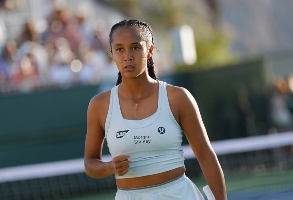 Leylah Fernandez pumps her fist. She beat Alycia Parks at the Miami Open on Thursday.